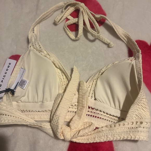 ROBIN PICCONE Perla Halter Bikini Top In Eggshell NWT - Picture 7 of 11